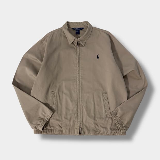 폴로 랄프로렌 90‘s 루즈핏 베이지 헤링턴 코튼 블루종 자켓