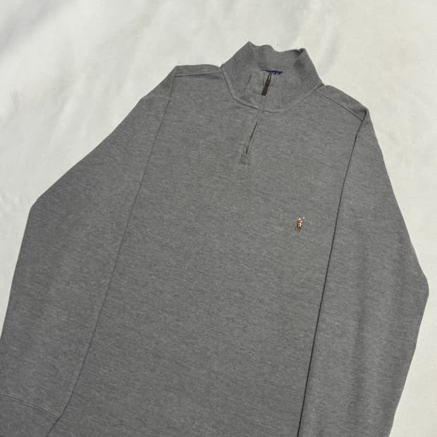 XL 폴로랄프로렌 멀티 포니 그레이 반집업 니트