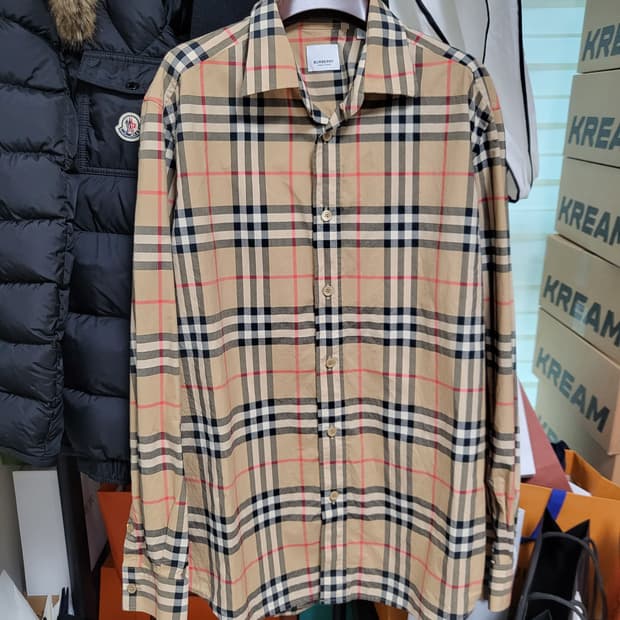 22SS 버버리 체크 코튼 포플린 셔츠 L