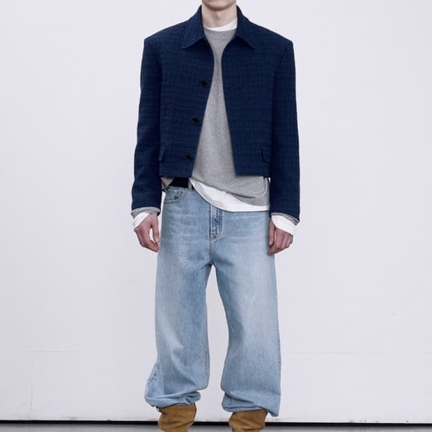 렉토 이카로 트위드 자켓 블루 L size