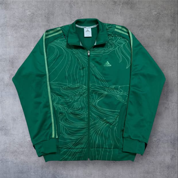 아디다스 스몰 로고 사이드 라인 그린 트랙탑 져지