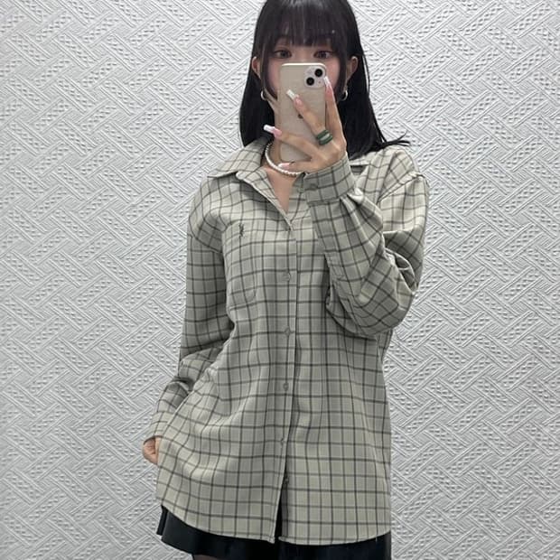 입생로랑 컨트리 빈티지 캐주얼 오버핏 격자체크 셔츠 100 C13831