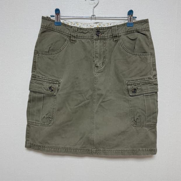 모리잔꽃 카키 카고 스커트