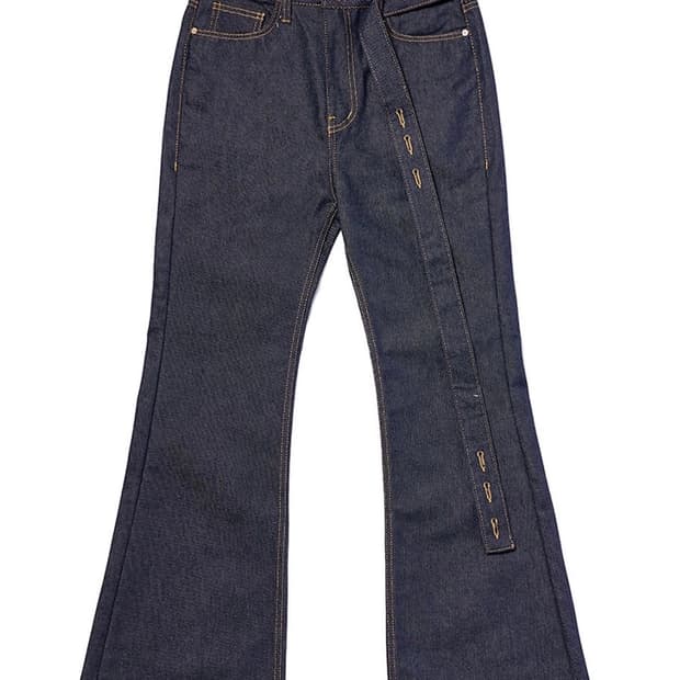 Open yy BELTED LOOSE BOOTCUT JEAN
