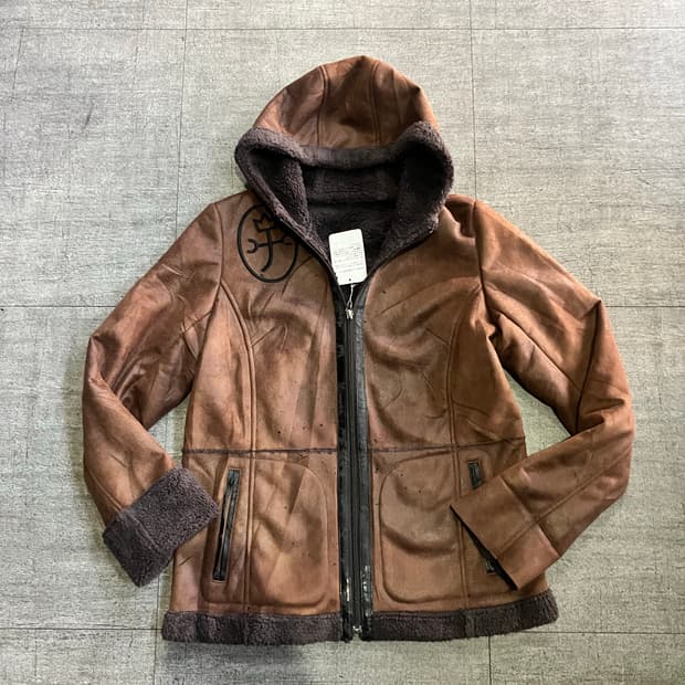 일본빈티지 올드스쿨아메카지 혁오풍 보헤미안 후드무스탕