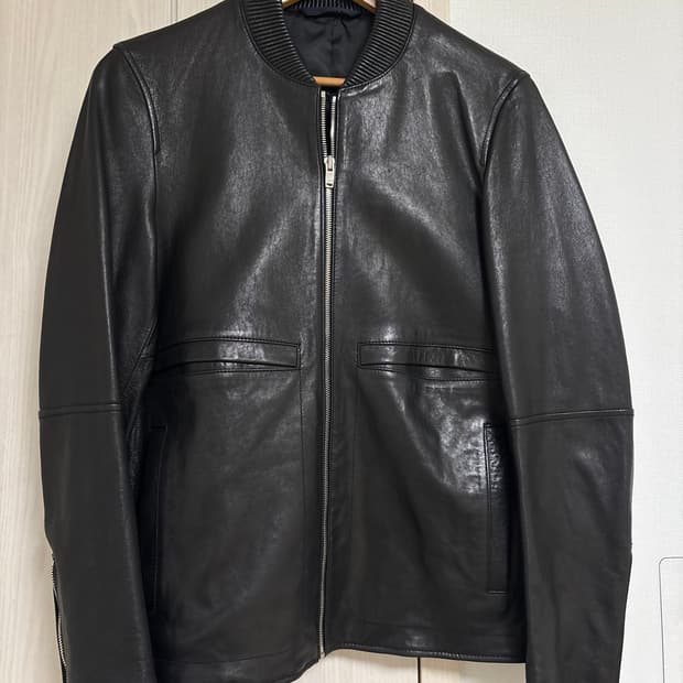 블랙 가죽 봄버 자켓