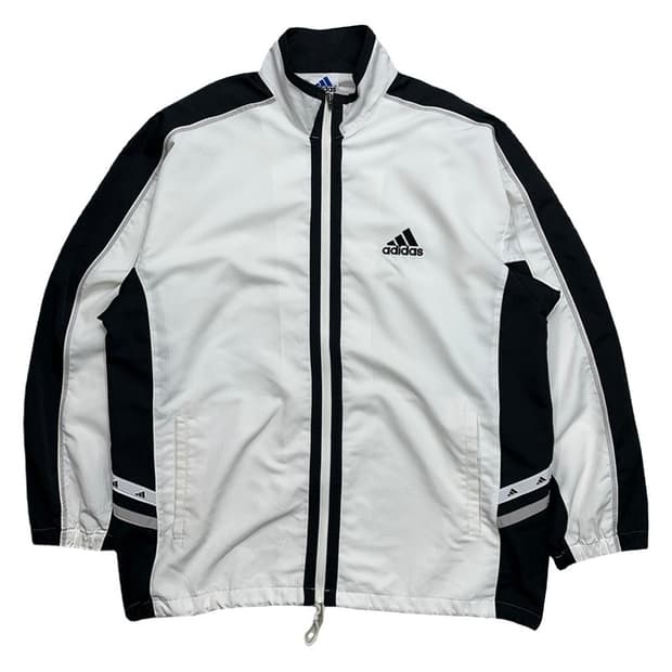 아디다스 올드스쿨 화이트-블랙 바람막이 재킷 XO