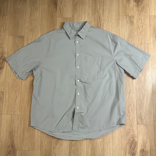 무탠다드 오버사이즈포플린반팔셔츠 라이트웜그레이 L