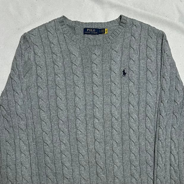 L 폴로랄프로렌 그레이 케이블 니트
