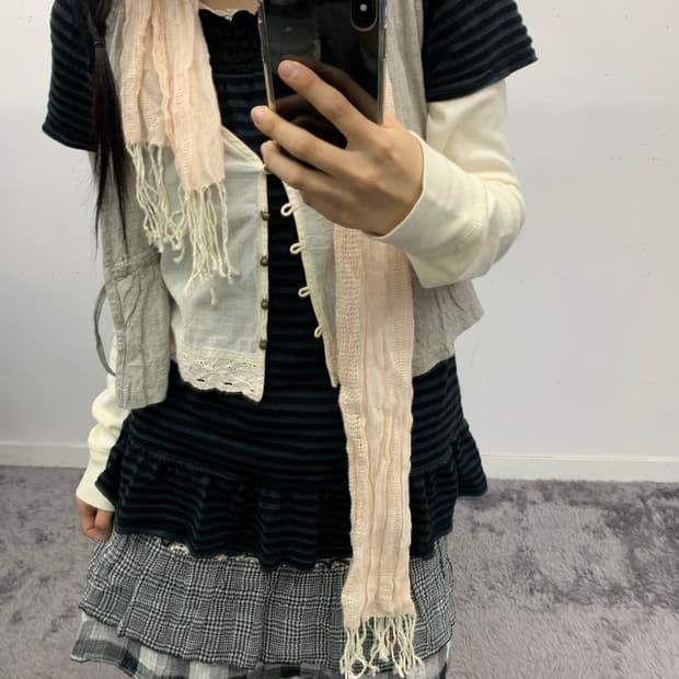 재패니즈 스트라이프 반팔 탑