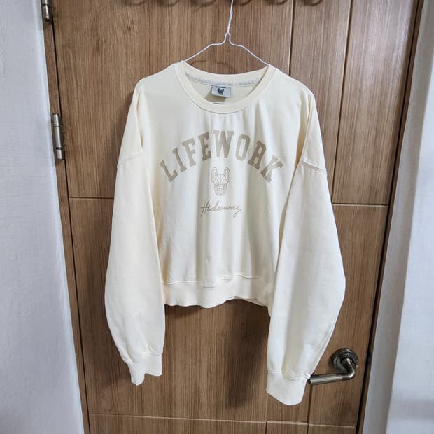 (F)여성 라이프워크 크롭 맨투맨 아이보리