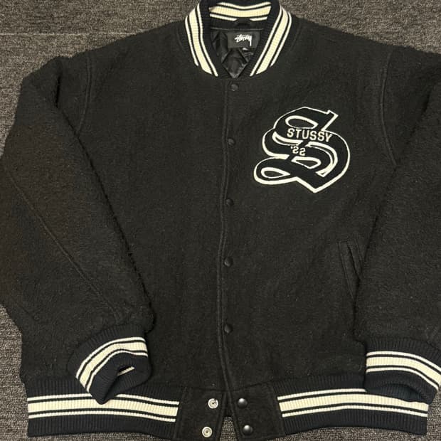 [XL] 스투시 카센티노 울 바시티 자켓 블랙