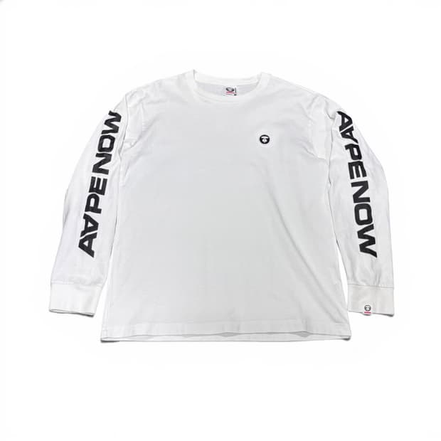L AAPE NOW 에이프 베이프 화이트 긴팔 롱슬리브