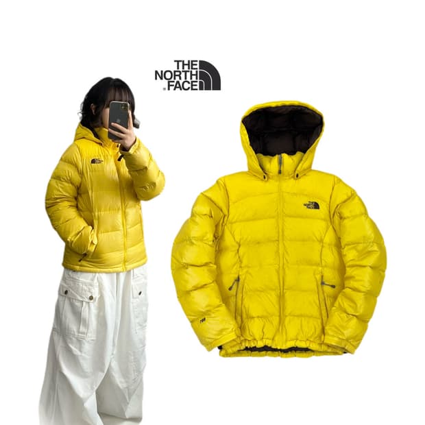 노스페이스 700 눕시 구스다운 경량 패딩 옐로우