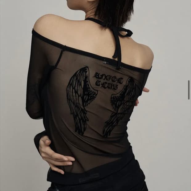 일리오 lack angel wing mesh long sleeve
