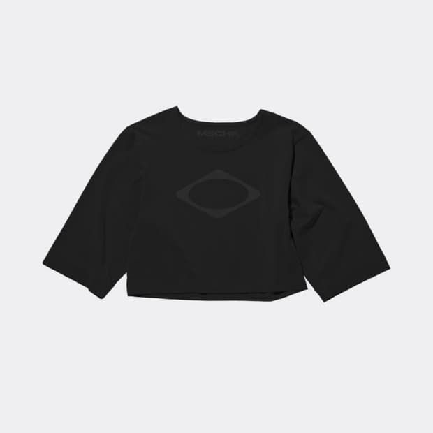 RHOMBUS 3-QUARTER CROPPED T-SHIRT-BLACK