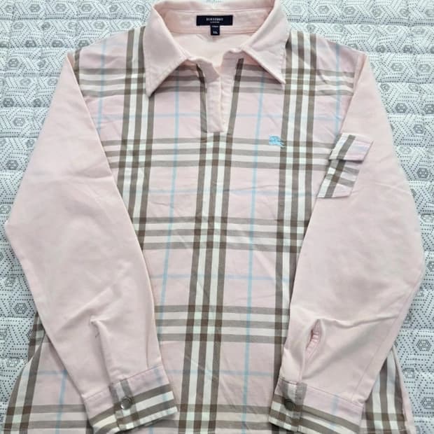 버버리 런던 핑크 체크 폴로셔츠 ~55