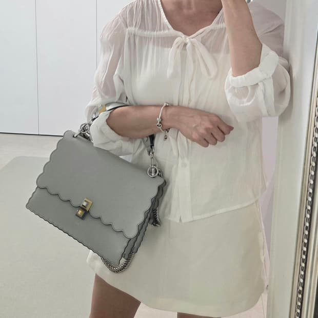 FENDI 펜디 정품 칸아이 캔아이 은장 체인 미듐 숄더백 크로스 토트백
