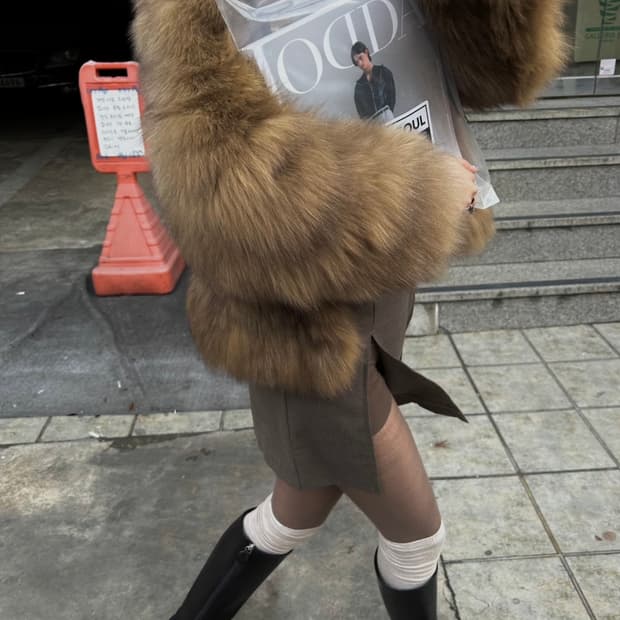 Msbeast 폭스 퍼 자켓 브라운 M