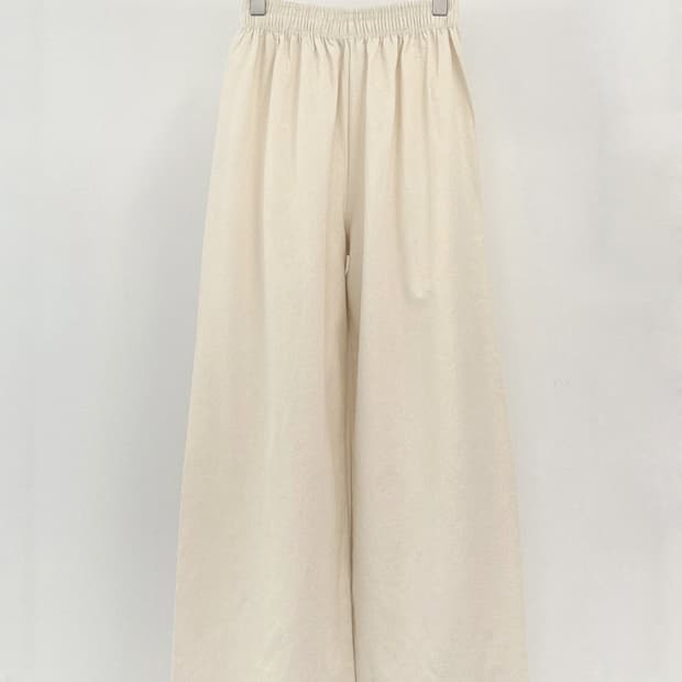 자스민벨 린넨 코튼 면 밴딩 워싱 데일리 와이드 하이웨스트 팬츠 크림