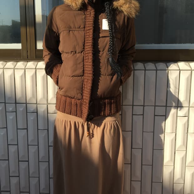 Fake fur hood high neck jackt