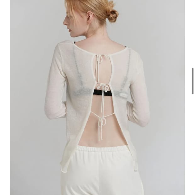 로우타이드 알파카 스트랩 가디건 아이보리