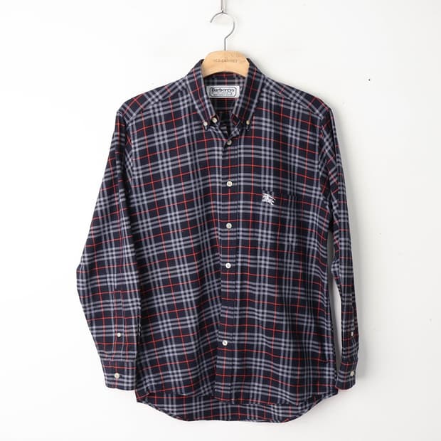 90/버버리 코튼 체크셔츠
