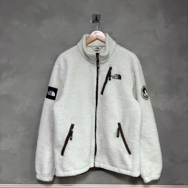 노스페이스 플리스 집업 화이트 브라운