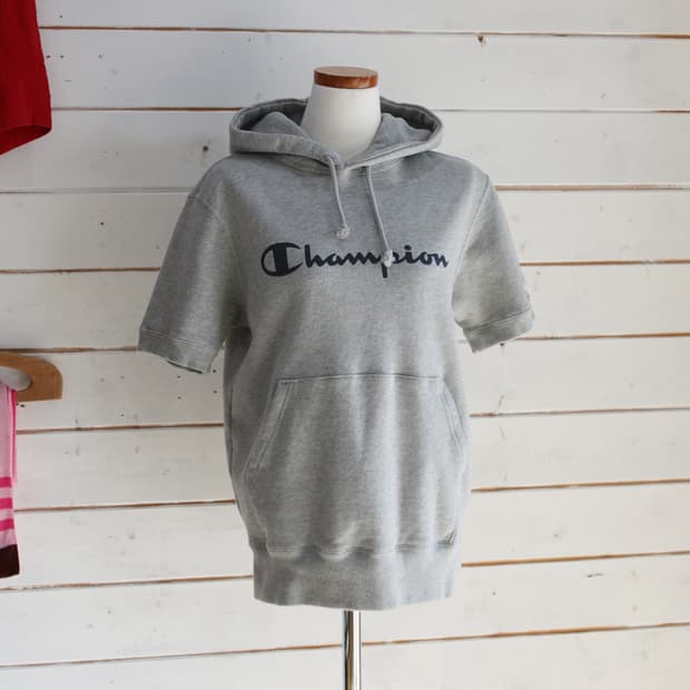 (착용컷) Champion 후드 반팔 티셔츠 (남성용 95)