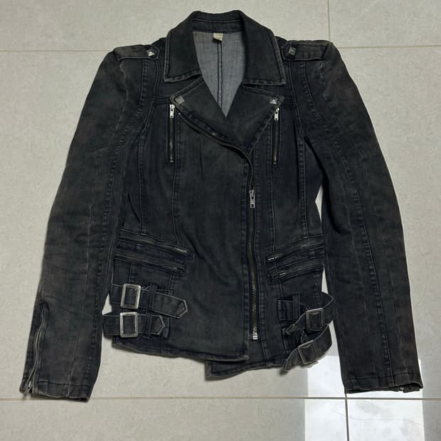 락시크 펑크 차콜블랙 y2k 라이더자켓