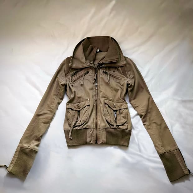 00's y2k 락시크 아카이브 투카라 갸루 하이넥 포켓디테일 집업 자켓