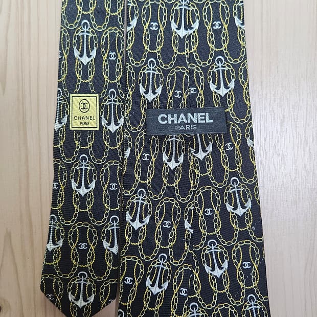 [단종/초희귀] 샤넬 빈티지 마린 앵커 넥타이/10cm 초광폭/상태 최상