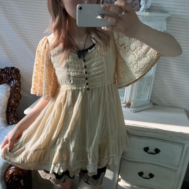 빈티지 앤틱 아일렛 레이스 블라우스