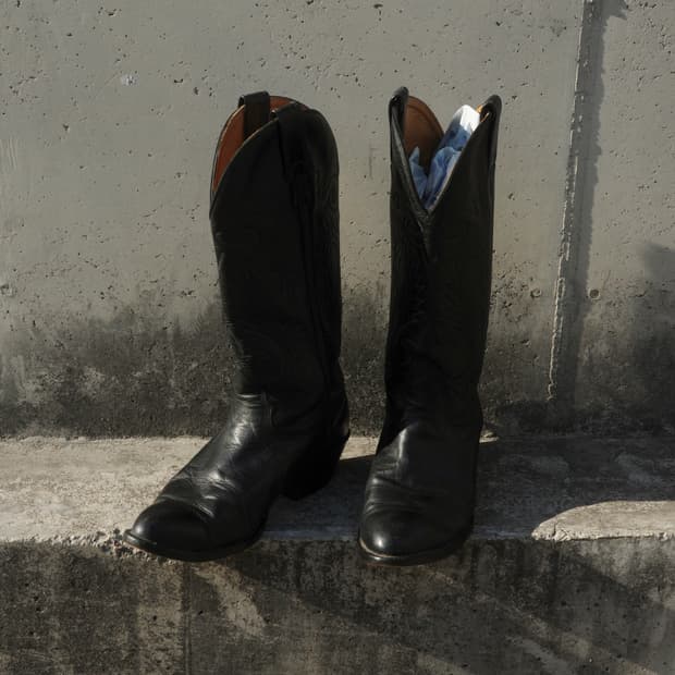빈티지 블랙 웨스턴 부츠 와이드 