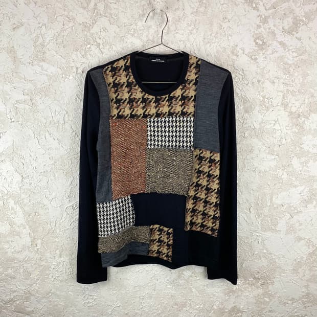 꼼 데 가르송 트리콧 패치워크 롱 슬리브 티셔츠