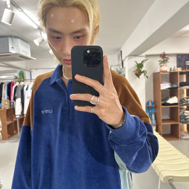 슈프림 Supreme Paneled Velour L/S Polo