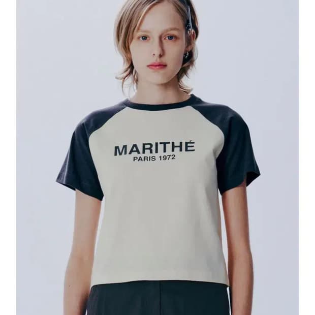 MARITHE W RAGLAN REGULAR LOGO TEE navy