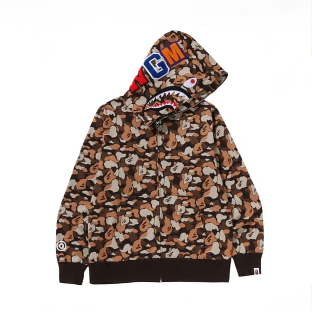 베이프 씽크 1주년 샤크 풀 집 후드 브라운