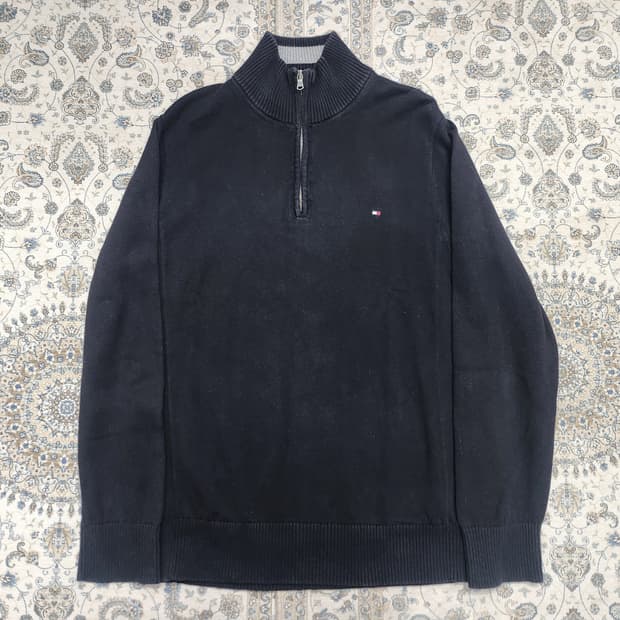 타미힐피거 블랙 하프넥 니트 XL