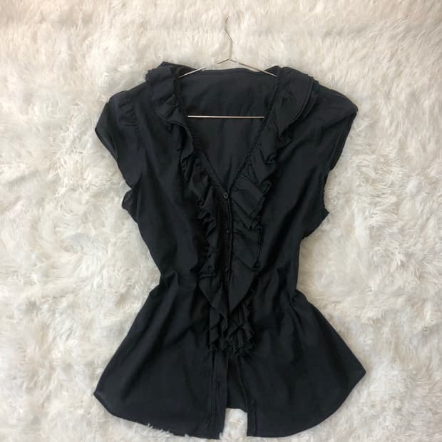 black frill top