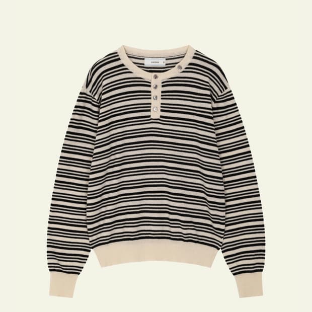 웨이비니스 스트라이프 헨리넥 니트 1사이즈