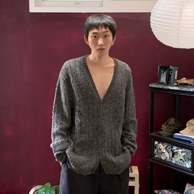 프라다 알파카 오버사이즈 브이넥 가디건