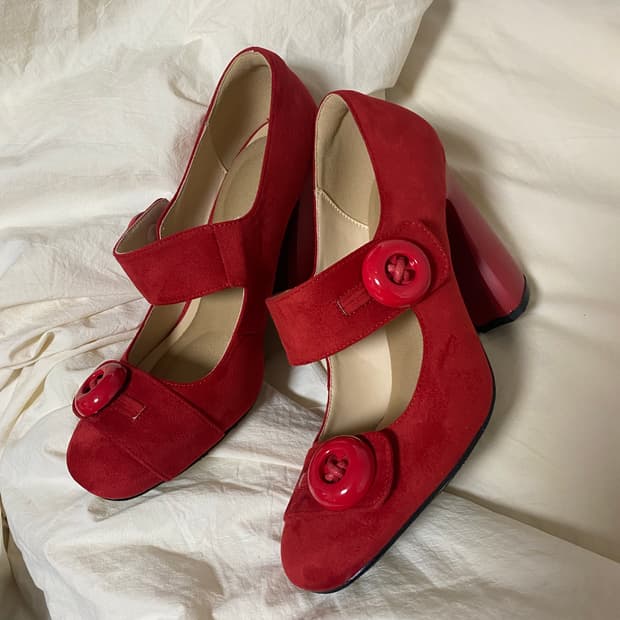 단추 버튼 힐 빈티지 모리걸 y2k 하이힐 펌프스 메리제인 250 255