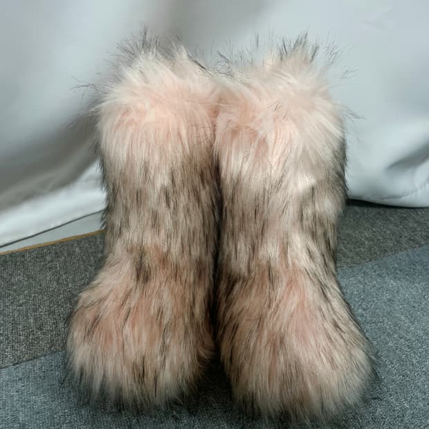 Y2k 핑크 퍼 부츠 에스키모 털 부츠 230-235