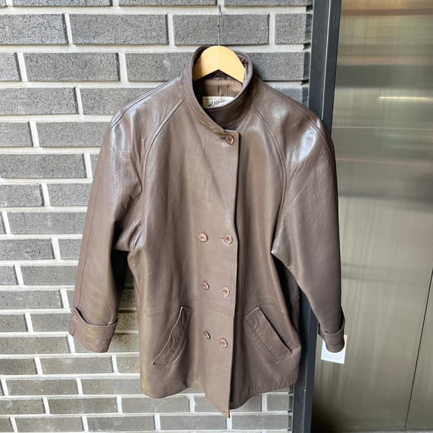 90s Genuine Lambskin 양가죽 더블브레스트 자켓 브라운