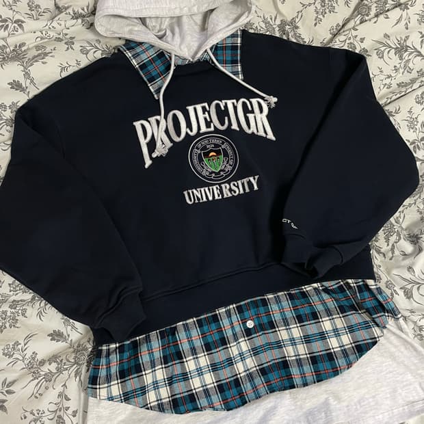 프로젝트지알 레이어드 후드 네이비