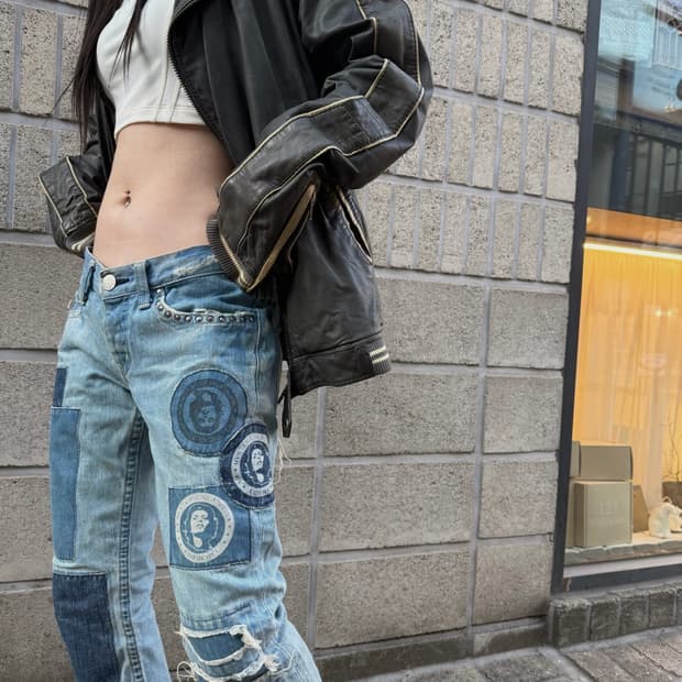 올드 히스테릭 글래머 락스타 패치 데님팬츠