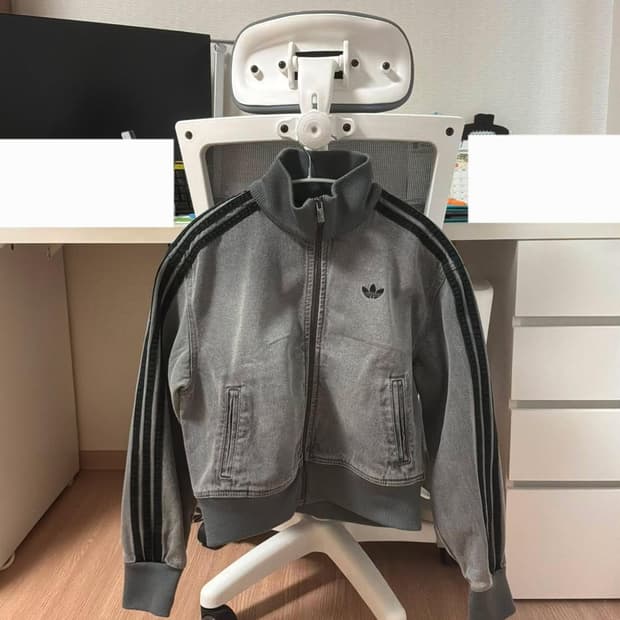 아디다스 아디컬러 데님 트랙탑 져지 워시드 그레이 데님