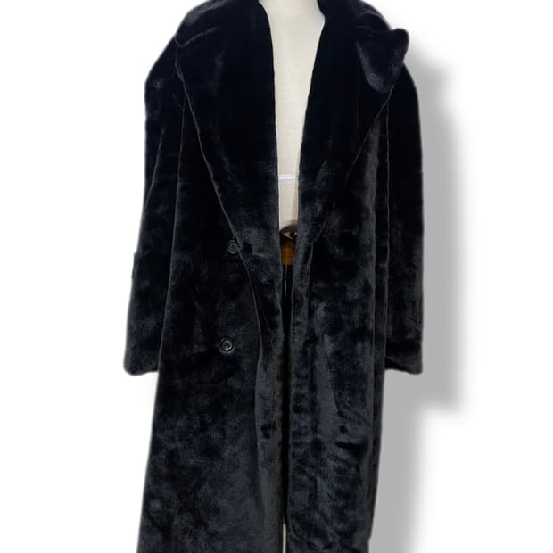 블랙 퍼 롱 코트