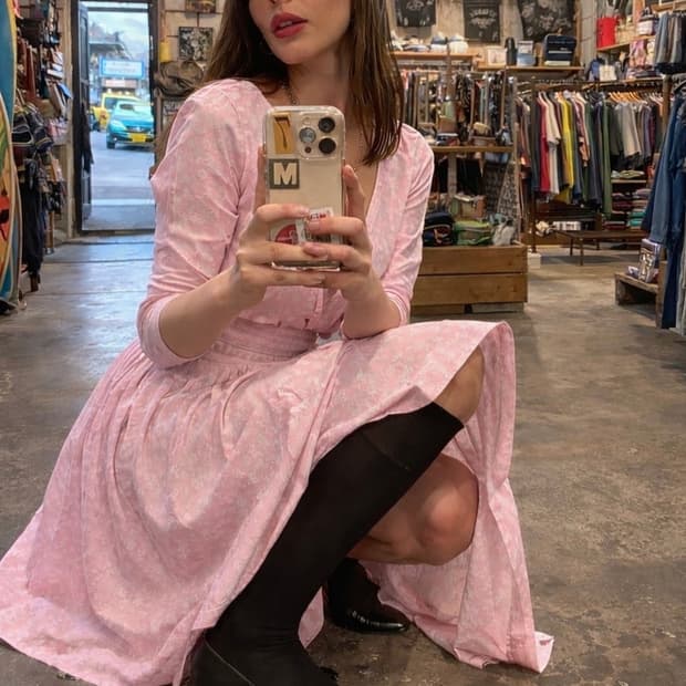 90’s USA vintage pink floral dress